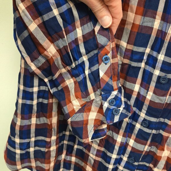 Torrid Womens 4X Milly Plaid Button-Front Shirt Long Sleeve 100% Rayon Multicolo - Picture 5 of 9